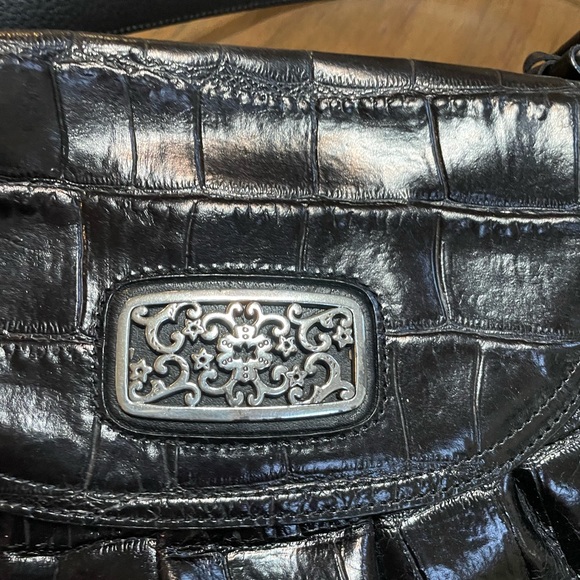 BRIGHTON CROC EMBOSSED TOTE Black Patent Leather Shoulder bag silver - Picture 2 of 8